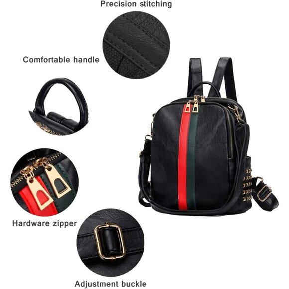 PU Leather Mini B Big Black Backpack Women Cute Fashion Shoulder Bag Small Purse - Picture 3 of 7